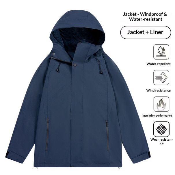 001 Customizable Bird Home Workwear Three-in-One Detachable New Windproof Waterproof Outdoor Hiking Ski Jacket_desvips.com