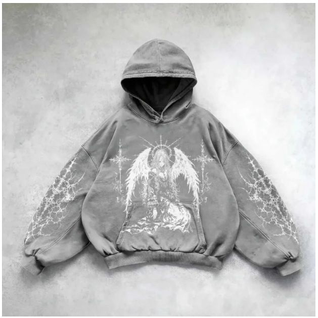 2025 Cute Fresh Cartoon Angel Wings Anime Pattern Printed Casual Hoodie For Men And Women_desvips.com