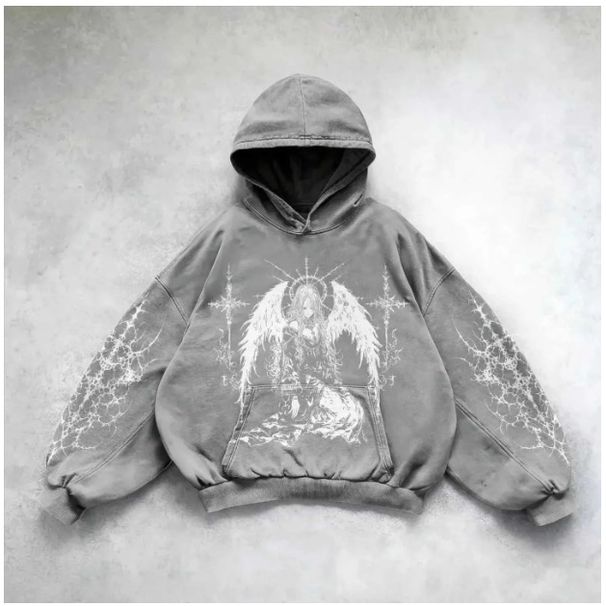 2025 Cute Fresh Cartoon Angel Wings Anime Pattern Printed Casual Hoodie For Men And Women_desvips.com