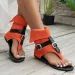 New Summer Clip Toe Roman Denim Belt Buckle Large Size High Top Herringbone Flat Boots Women Dressy Casual Sandals_desvips.com