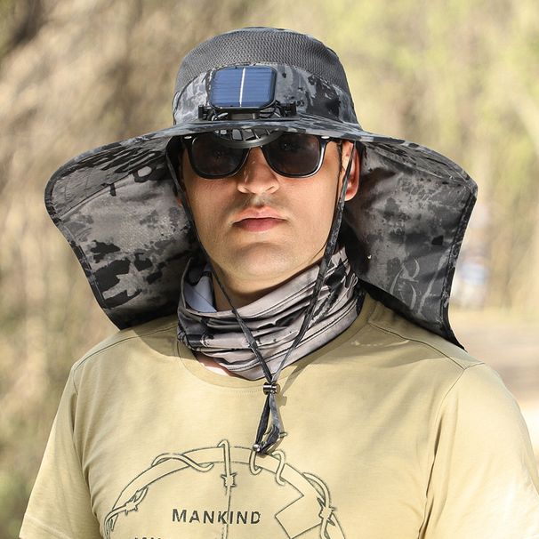 Large Brim Sun Hat Outdoor Leisure Fan Hat Solar Strong Wind USB Rechargeable Mountaineering Hiking Summer Hat_desvips.com