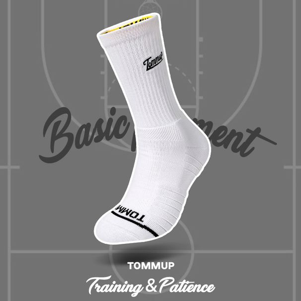 TOMMUP Basketball Men Mid-Calf Long Thick Solid Color Towel Bottom Sports Running Summer Couple Style Socks_desvips.com