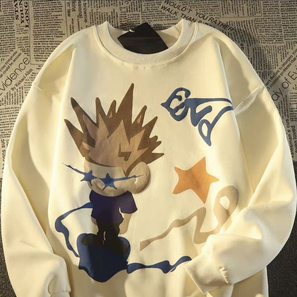 American Hip-Hop Cartoon Long-Sleeve Sweatshirt For Women Oversize National Trend Brand Street Style Ins Round Neck Top_desvips.com