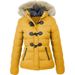 Autumn And Winter Clothes, Short Hooded Warm Jacket, Cowhide Button Decoration, Women's Cotton Clothes_desvips.com