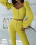 Women's clothing casual palace style lantern sleeve tops bell-bottom pants suit_desvips.com