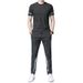 New Elastic Thin Ice Silk Two-Piece Set Summer High-End Men's Casual Sports Plus Size Suit Trend_desvips.com