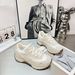 Genuine Leather Mesh Breathable Forrest Gump Thick-Soled Casual Sneakers Height-Increasing Lace-Up White Shoes For Women_desvips.com
