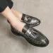 Loafers Soft Pointed Toe Animal Print Mens Leather Shoes Height Increasing Male Casual Shoe With Tassels Moccasin In_desvips.com