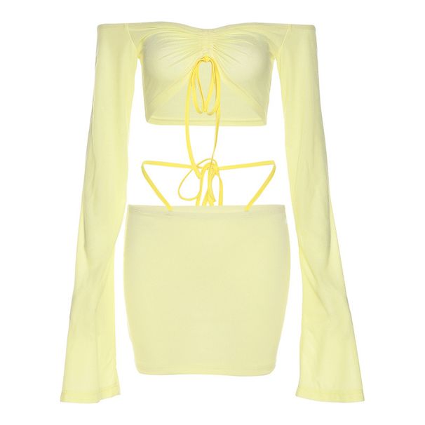 2024 Fashion New Arrival Separates Off-Shoulder Tied Long Sleeves Sun Protection Clothing Seaside Vacation Bikini Cover_desvips.com