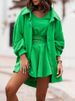 Women's clothing long sleeved jacket shorts vest three piece sports casual sweater suit_desvips.com