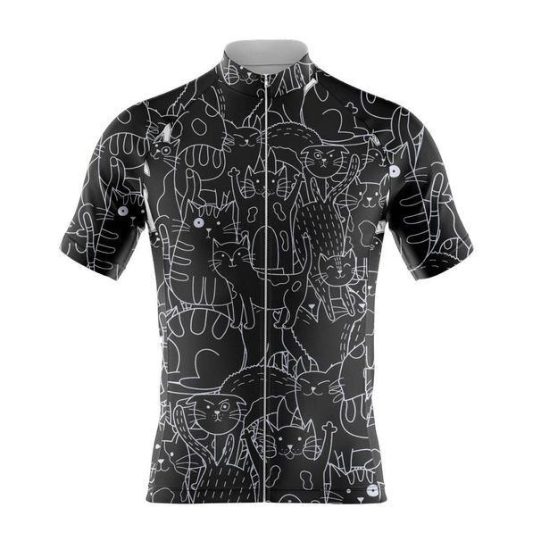 Alien Skin Breathable Unisex White Cartoon Cat Cycling Jersey Spring Anti-Pilling Eco-Friendly Bike Clothing Top Road_desvips.com
