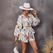 Women's Clothing flower long-sleeved shorts V-neck jumpsuit_desvips.com
