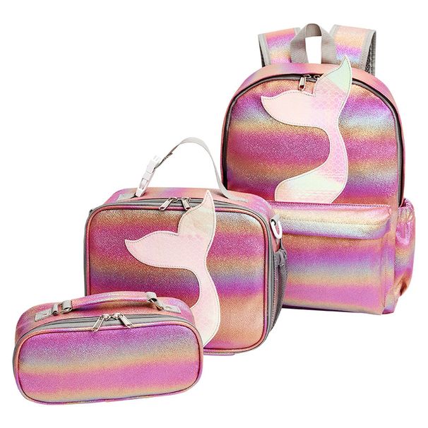 new elementary school student backpack three-piece set mother-child bag waterproof load-reducing large-capacity children's backpack_desvips.com