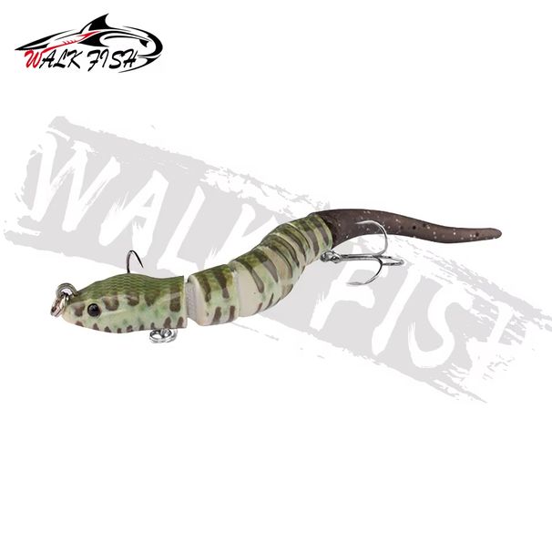 WALK FISH 12cm 12g Jointed Fishing Lure Yellow Eel Hard Body Silicone Soft Tail Bait Saltwater Sea Fishing Trout Artificial Bait_desvips.com