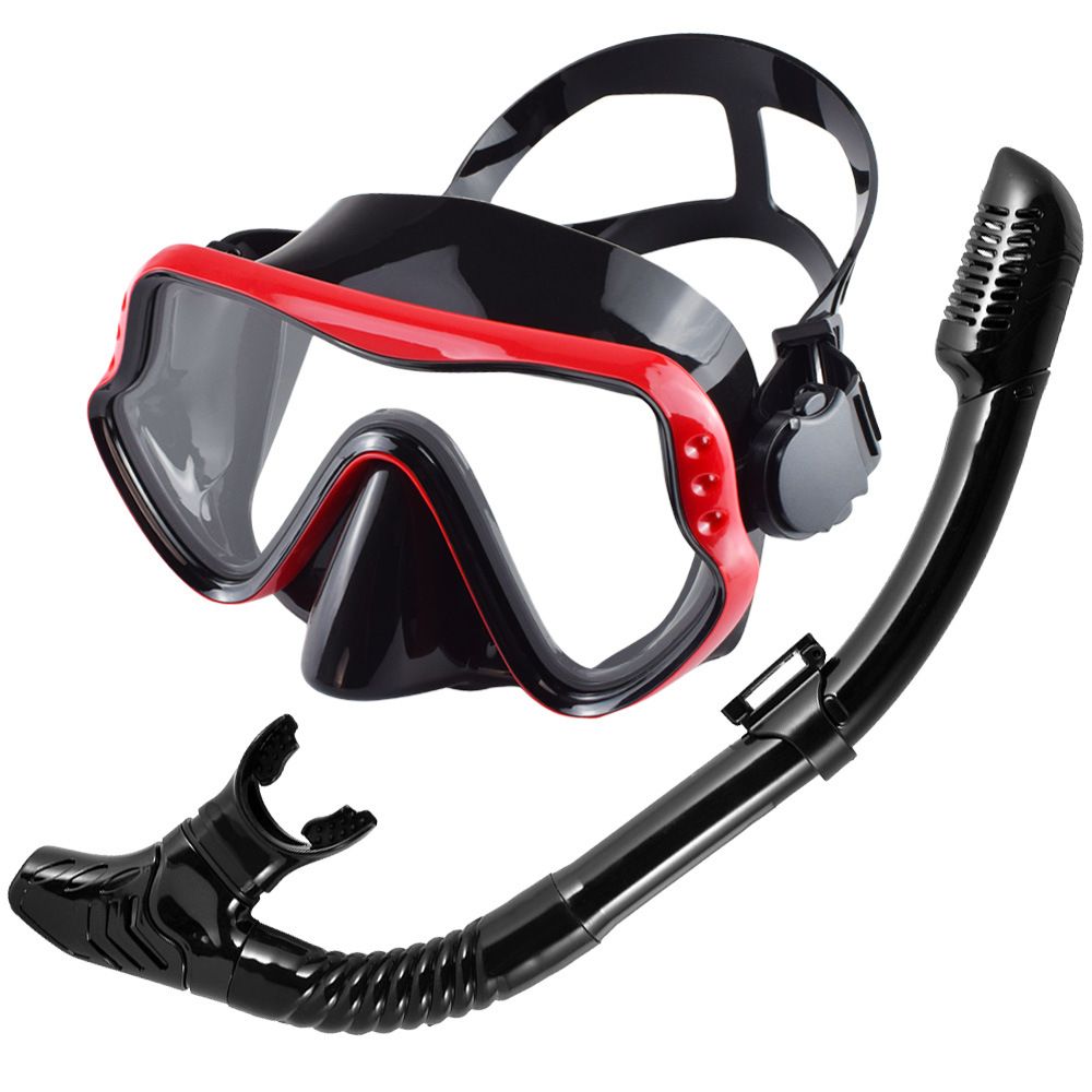 Diving goggles Breathing tube set for men and women new adult large frame silicone mirror swimming snorkeling mask diving glasses_desvips.com