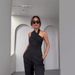 Women's Clothing Oblique Collar Halter Slim Fit Top High Waist Straight Pants Set_desvips.com