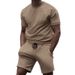 Men's Clothing short sleeve sports casual patchwork round neck fitness suit men's t-shirt_desvips.com
