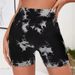 Seamless Tie Dye Style High Waist Quick Dried Fitness Triple Pants Honey Peach Hip Lift Yoga Sports Tight Shorts_desvips.com
