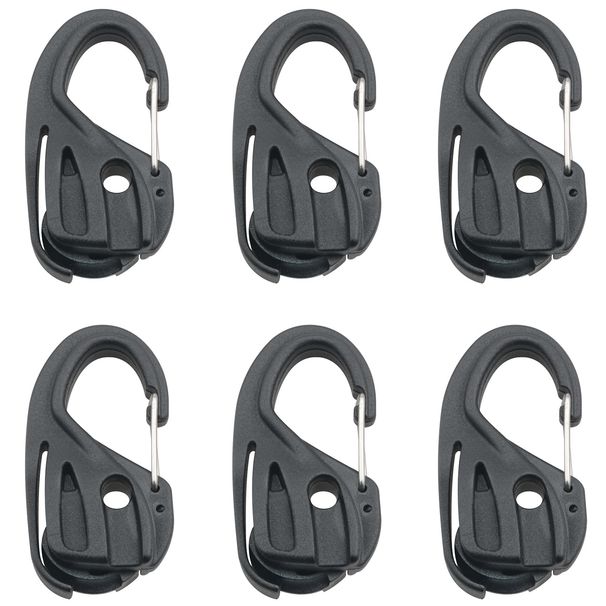 6PCS Black Nylon Stretch Rope Tightener Hooks With Self-Locking Mechanism For Adjustable Tensioning, Suitable For Outdoor Canopy, Rope, Fishing, And B_desvips.com