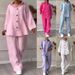 Women's Clothing 2 piece Set Large Size Cotton and Linen Shirt Set High Waist Loose Pants_desvips.com