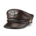 2025 Spring And Autumn Fashion Hat, German Hat, Genuine Leather Flat Top Hat, Men's Cowhide Captain Hat, Trendy Harley-Hat, Motorcycle Retro Punk Hat_desvips.com