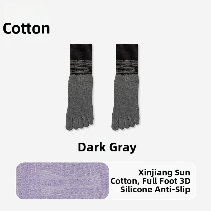 Women's Five Finger Yoga Socks Professional Anti-Slip Silicone Gradient Long Socks for Pilates Fitness mid Calf Autumn Winter_desvips.com