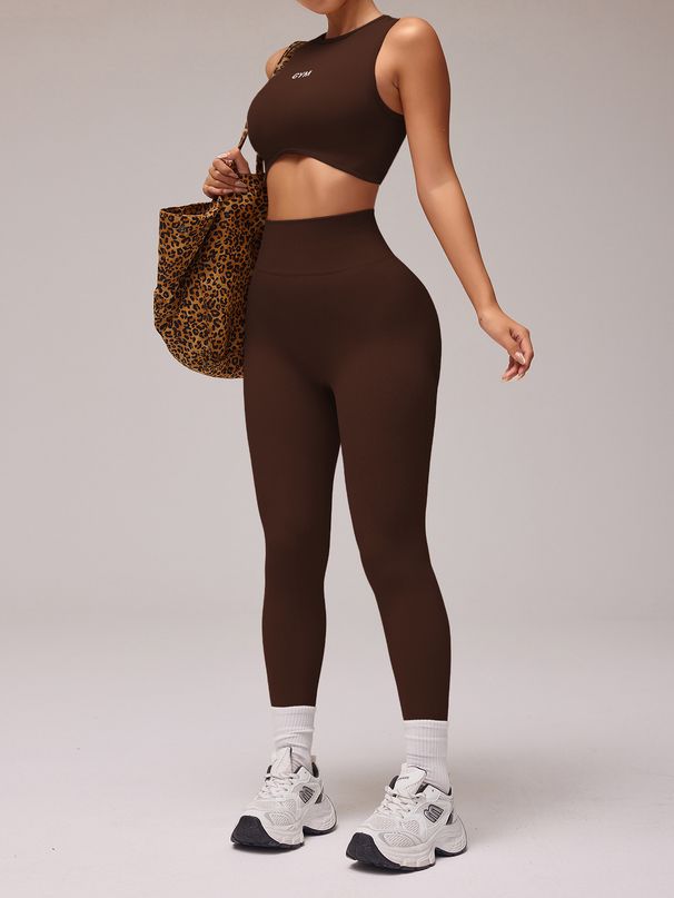 Women's Seamless Peach Hip Yoga Suit Tummy Control Slimming Running Sports Fitness Vest Pants_desvips.com