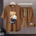 Men's Clothing 2024 Waffle Casual Summer Suit Men's Loose Teen Short sleeved T shirt Shorts Handsome Two piece Suit_desvips.com