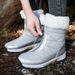 Women's Front-Zip Snow Boots With Long Plush Lining, Thickened Warm Winter Boots, Waterproof & Slip-Resistant, High-Top Cotton Boots_desvips.com