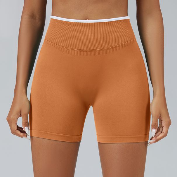 Cross Border Seamless Color Blocked Yoga Shorts, Tight Fitting Peach Shaped Hip Lifting Sports Shorts, Women's Outerwear Running And Fitness Pants_desvips.com