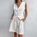 women's summer casual sleeveless vest shorts two-piece set_desvips.com