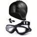 Silicone Large Frame Anti-fog Swimming Goggles + Silicone Ear Cap + Silicone Nose Clip Earplugs Set_desvips.com