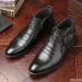 Winter Mens Elegant Boots Ankle Non Slip Leather Shoes British Zip Black Knight Boots Pointed Punk Platform Male Booties_desvips.com