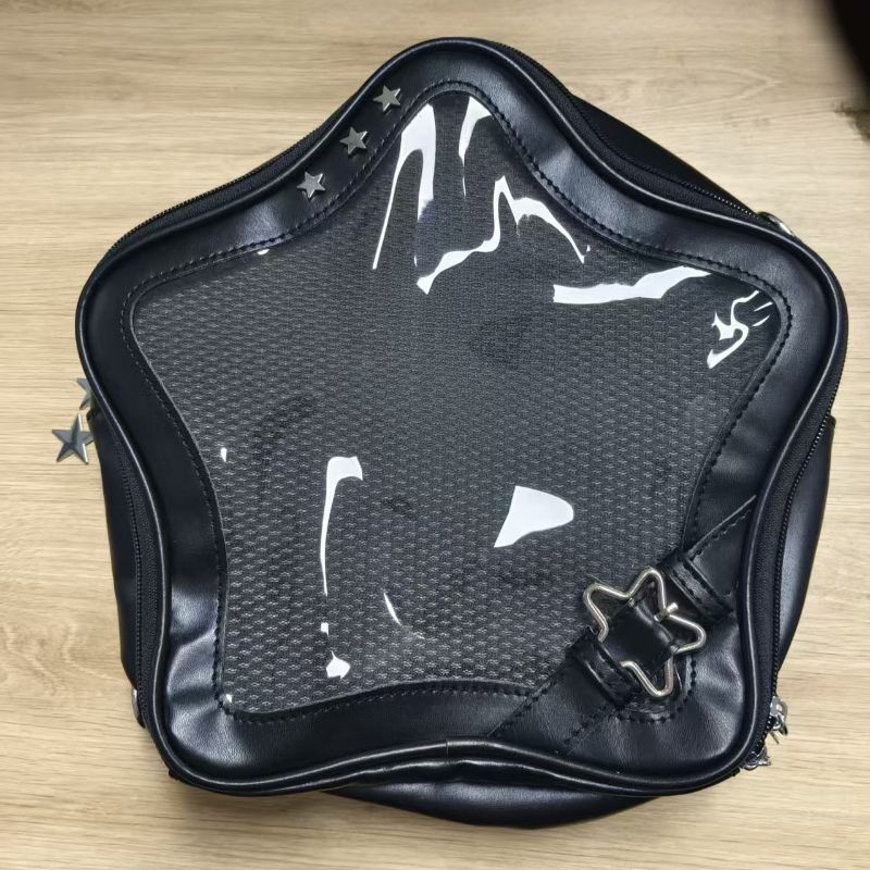 Yellow Star PU Leather Shoulder Bag Cute Teenage Kawaii Women Schoolbag Knapsack Y2K Spicy Girl Travel Backpack_desvips.com