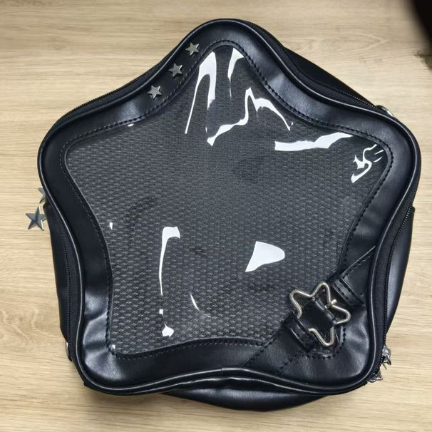 Yellow Star PU Leather Shoulder Bag Cute Teenage Kawaii Women Schoolbag Knapsack Y2K Spicy Girl Travel Backpack_desvips.com