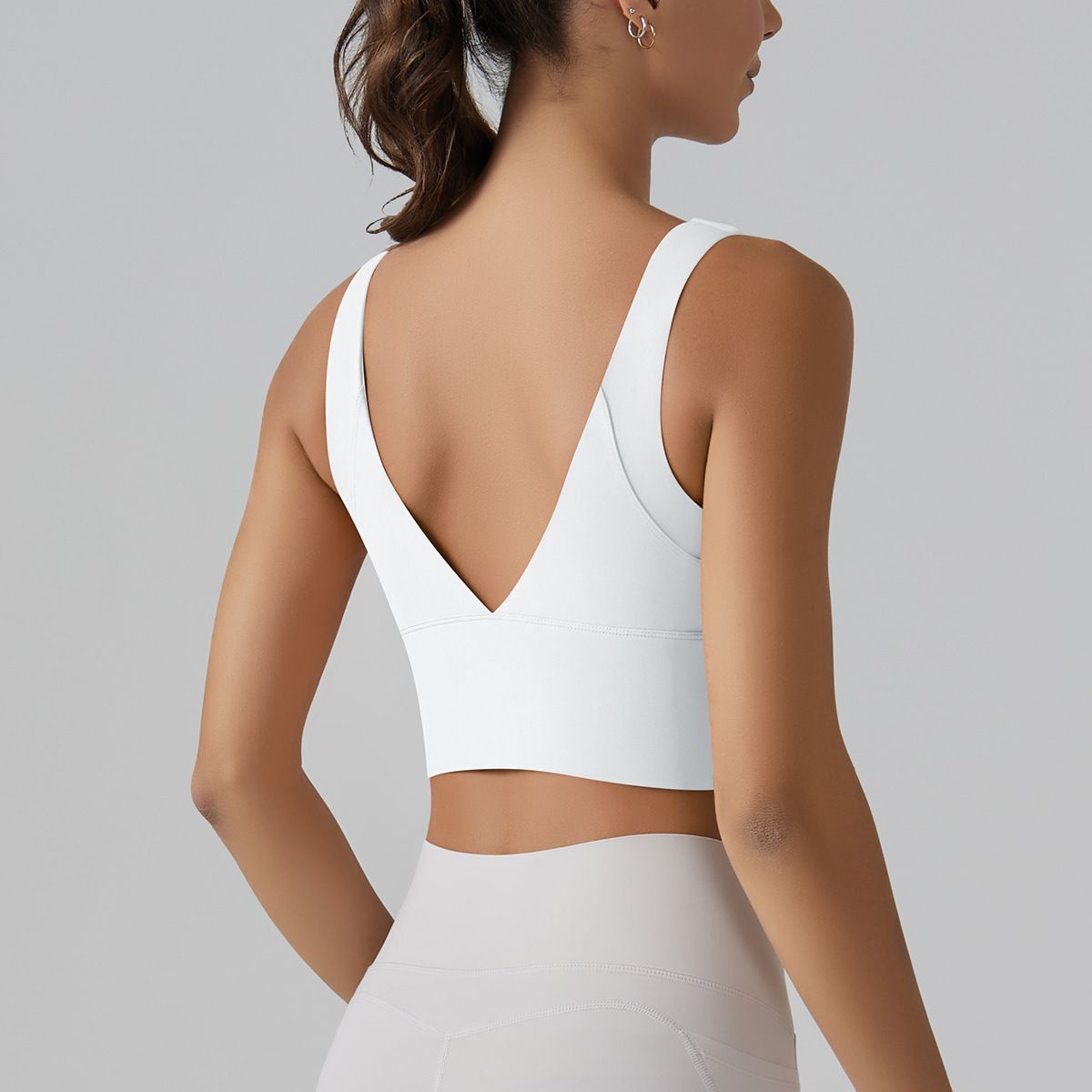 V-shaped Beautiful Back And Cloud Feeling Integrated Cup Sports Bra, Tight Fitting High Elasticity Running Fitness Yoga_desvips.com