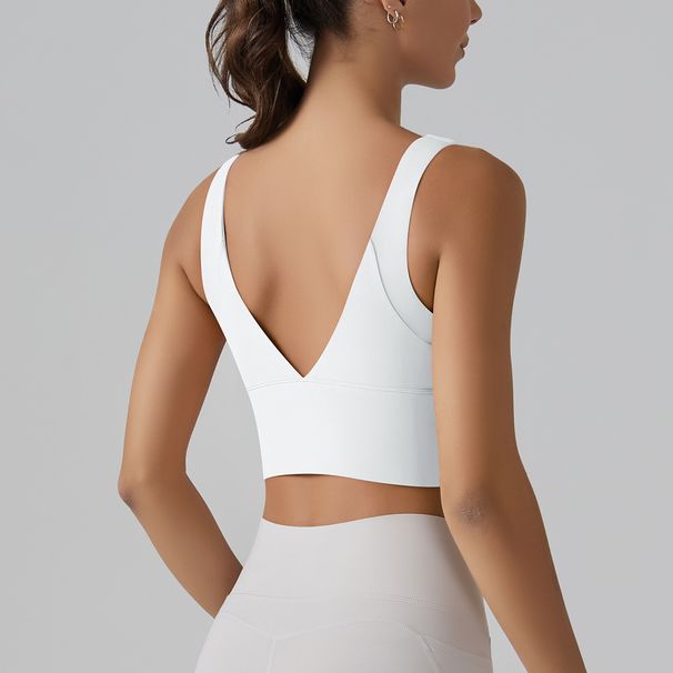 V-shaped Beautiful Back And Cloud Feeling Integrated Cup Sports Bra, Tight Fitting High Elasticity Running Fitness Yoga_desvips.com