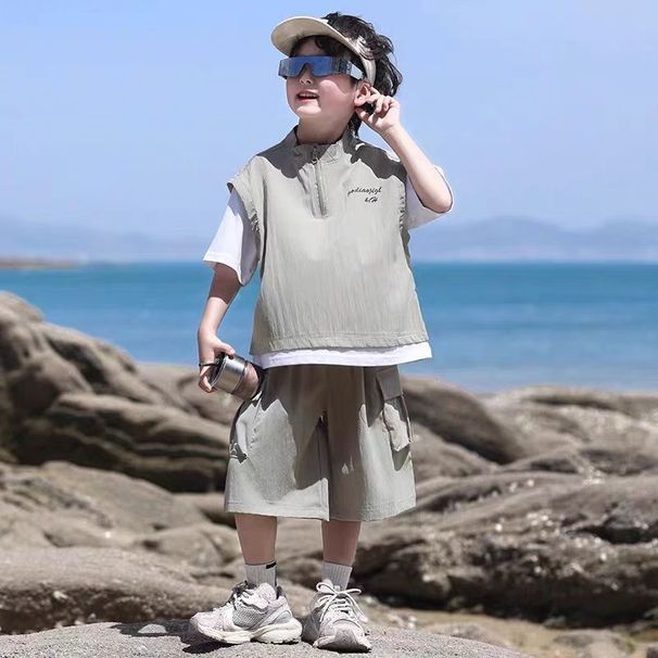 Boys' Suit 2025 New Korean Style Stylish And Trendy Children's Short-Sleeve Workwear Clothes For Boys, Lightweight_desvips.com