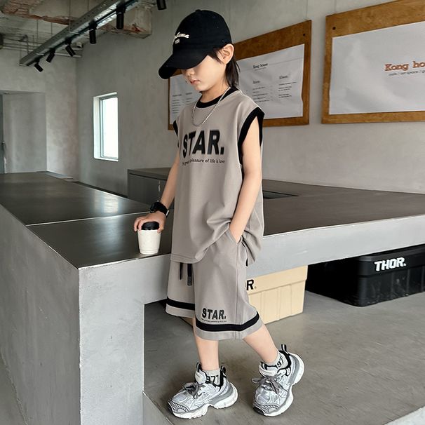 Sleeveless Suit 2025 New Children's Outfit Vest Basketball Sportswear Summer Large Size Boys' Clothing_desvips.com