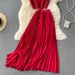 Women's fashion high-waisted lean pressed chiffon skirt two-piece set_desvips.com