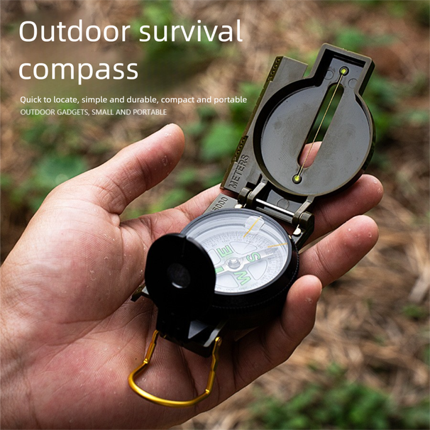 Outdoor Survival Multi-Functional Hiking Camping Travel Military Green Compass_desvips.com