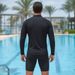 Half Zipper Long Sleeve Sun Protection Adult Swim Trunks Men's Breathable Swimsuit Diving Suit Set_desvips.com