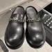 British Style Big Head Men's Derby Shoes Genuine Leather Trendy Metal Chain Round Closed Toe Slippers_desvips.com
