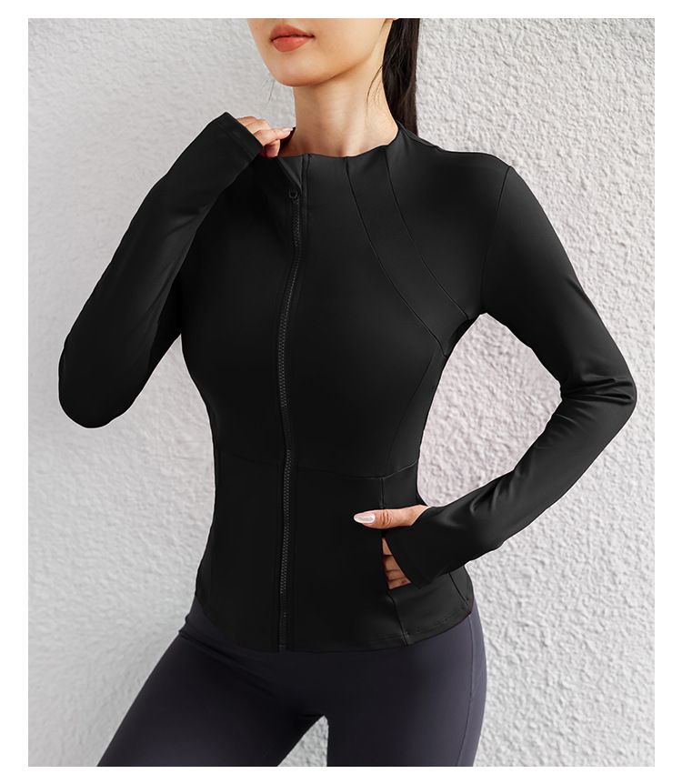Fleece-Lined Yoga Jacket Women, Zip-Up Windproof Sports Coat, Quick-Dry Breathable Running Fitness Long Sleeve For_desvips.com