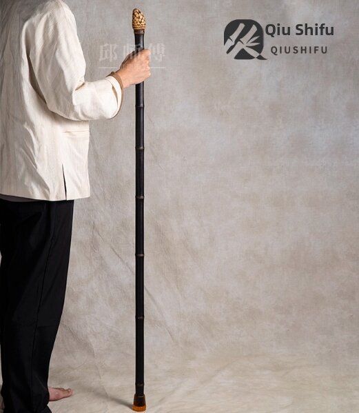 Mens Outdoor Hiking Cane Anti-slip Wear-resistant Bamboo Walking Stick Mountain Climbing Staff Rubber Tipped Non Shock Absorbing_desvips.com