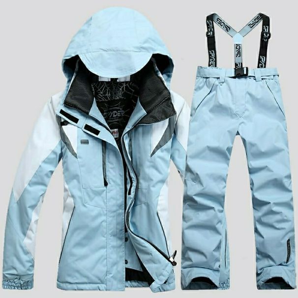 Women's Warm Waterproof Wear-resistant Set Thickened Padded Ski Suit For Snowboarding And Skiing With Bib Pants_desvips.com