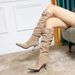 Winter 158A-1 Pointed Toe Stiletto Slimming For Women, Slouch With Belt Buckle, Pleated High Heel Long Boots, Slim Boots Women, Buckle, ,_desvips.com