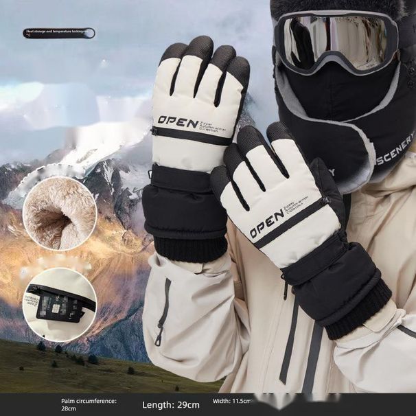 Northeast Cold-Proof Ski For Women Winter Warm Cycling Waterproof Gloves Electric Bike Men Touchscreen Fleece Lined_desvips.com
