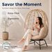 SWITTE Outdoor Wicker Egg Chair With Cushion, Patio Lounge Chair, Beige_desvips.com