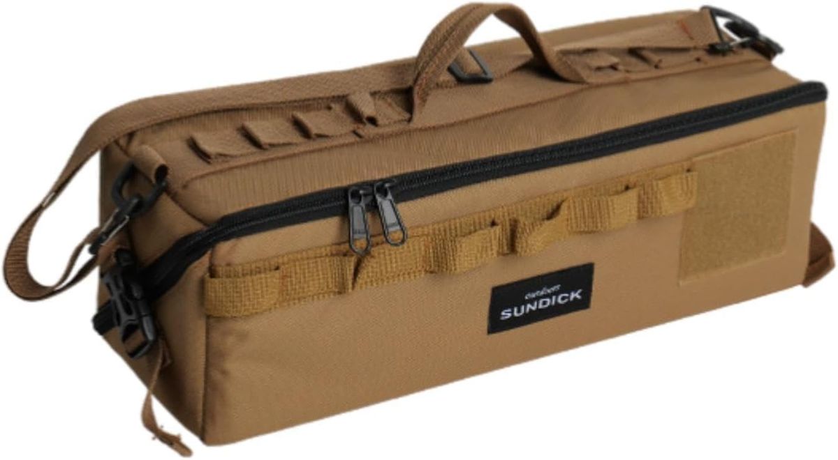 Camping Equipment Storage Bag, Tent Pegs Holder, Zippered Tool Carrier, Brown_desvips.com